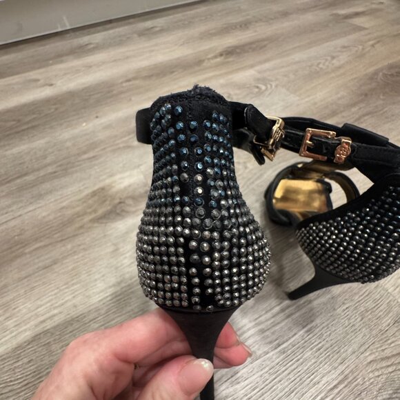 BCBG MAXAZRIA 290 Crystal Gold Dress T-Strap High H Stilletos Women's 6.5 - Picture 12 of 12